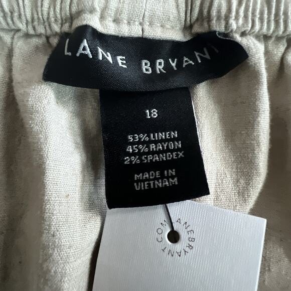 Lane Bryant Wide Leg Linen Blend Pants 18 khaki tan elastic pants $69.95 NWT - Picture 8 of 12